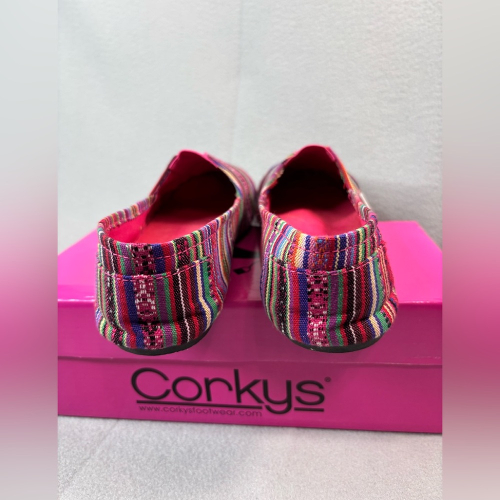 Corkys 7 SUES Striped Multi Colorful Summer Flats Women's Shoes - Picture 7 of 9